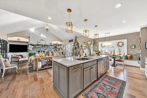 a kitchen with lots of counter top space