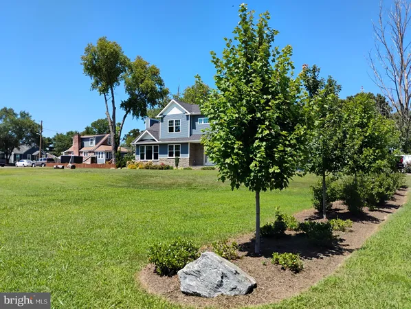 a front view of a house with a yard and trees