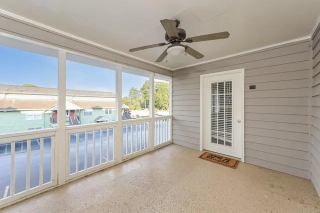 an empty room with windows