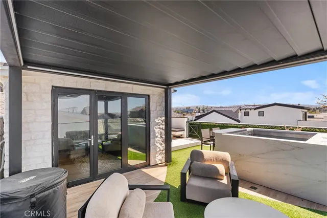 a outdoor living space with furniture and garden view