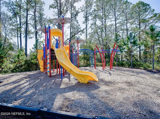 a view of a park with slides