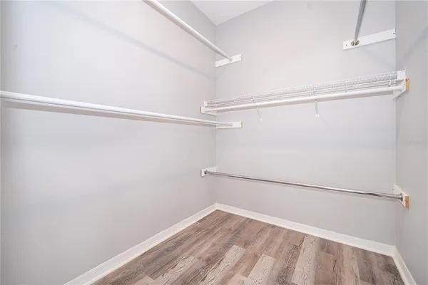 a view of an empty walk in closet