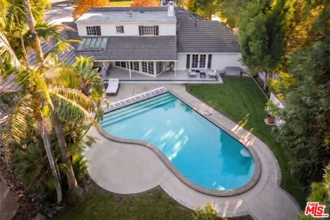 an aerial view of a house