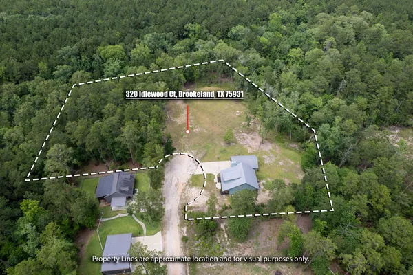 an aerial view of residential houses with outdoor space and lake view