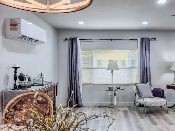a living room with furniture