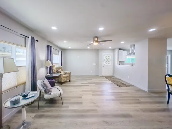 a view of kitchen with livingroom and furniture