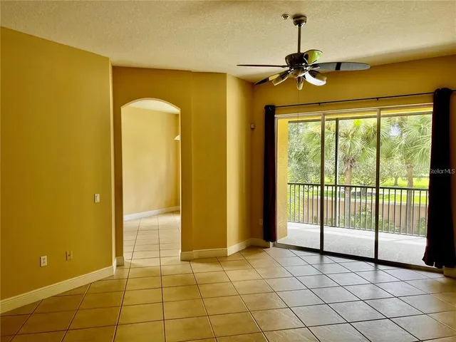 a view of a room with a chandelier