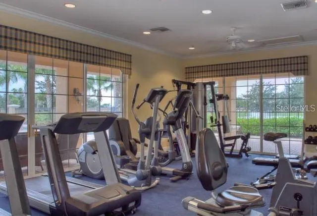 a view of a room with gym equipment