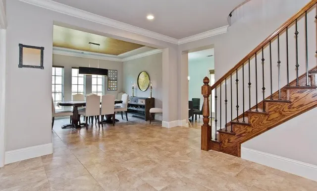a view of dining room with furniture and a dining table