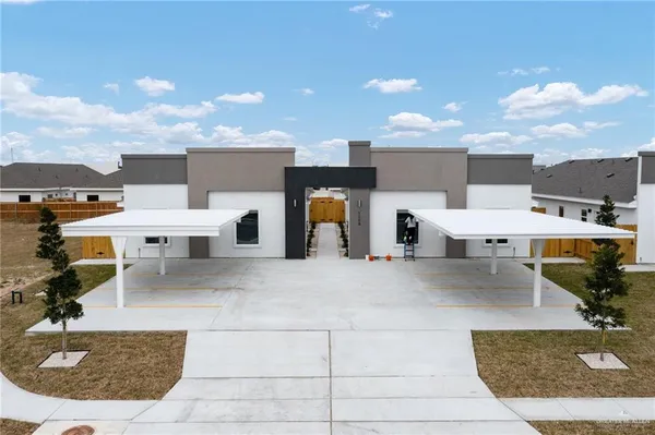 a view of a terrace with a fireplace