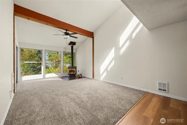 an empty room with windows