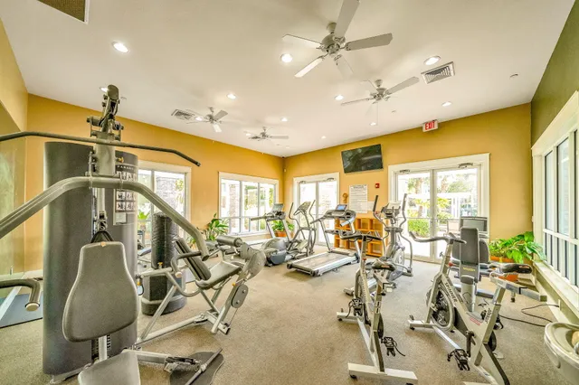 a view of a room with gym equipment