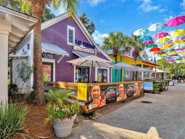 a front view of building with street