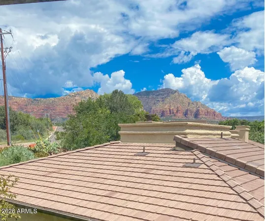 a view of a terrace with sky view