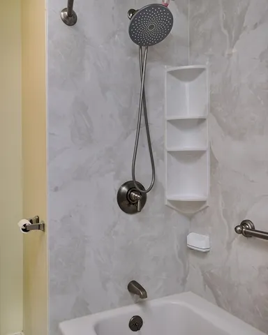 a bathroom with a shower