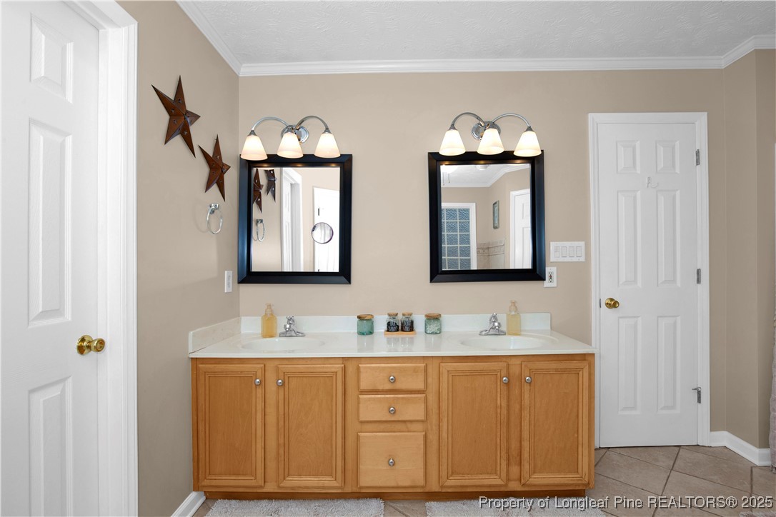4891 Wade-Stedman Road Wade, NC 28395 - Photo 19 of 46 a bathroom with mirror two sinks and a window