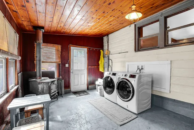 a utility room with dryer and washer