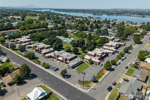 an aerial view of a city with lots of residential buildings