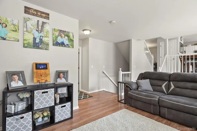 a living room with furniture and a couch