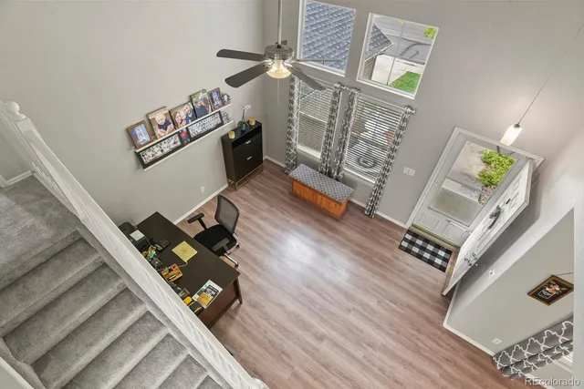 a living room with furniture