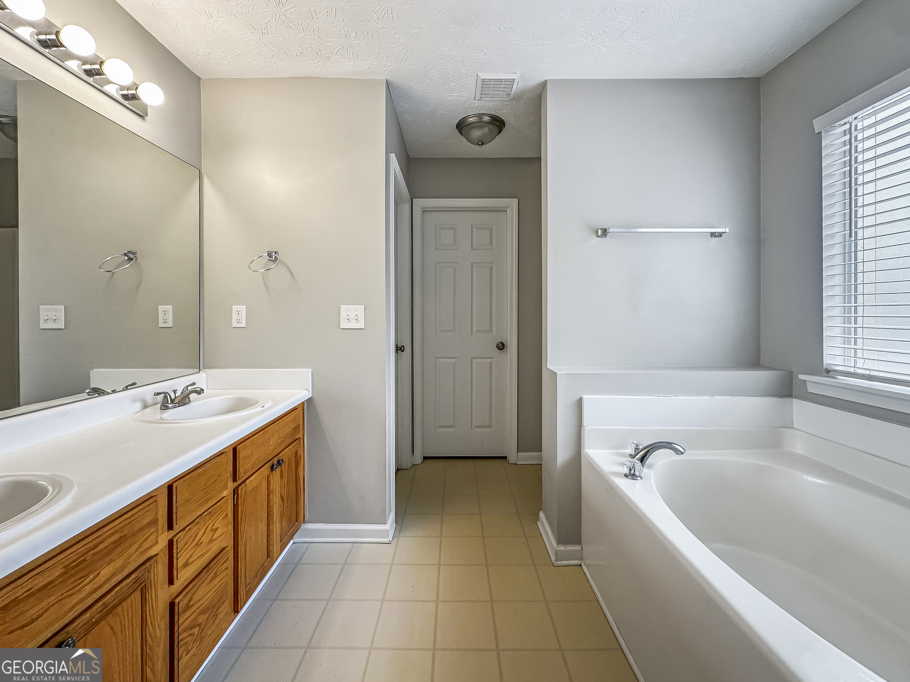 1395 Stephens Pond View Loganville, GA 30052 - Photo 12 of 20 a bathroom with a tub a sink and mirror
