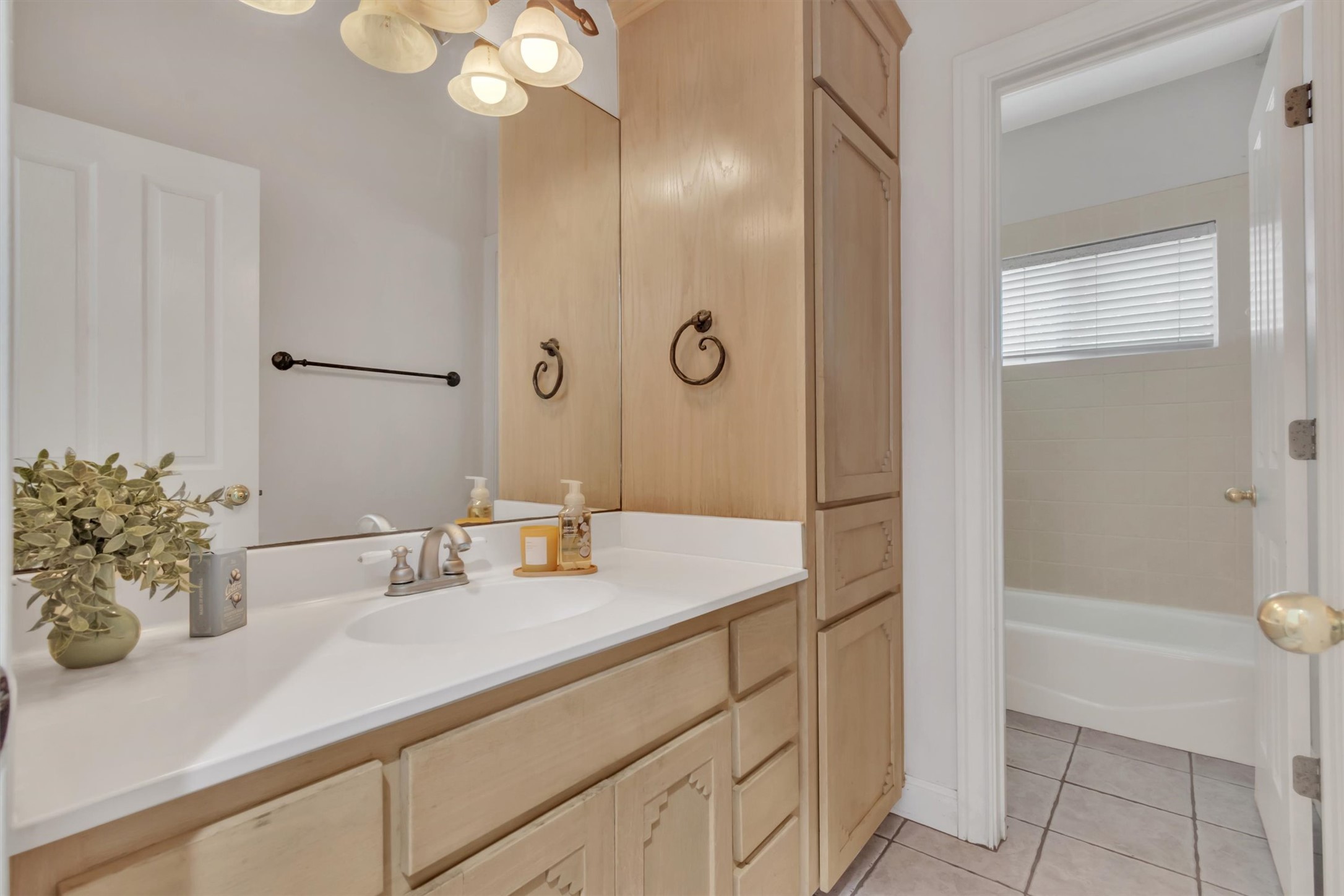 1120 Meadow Ridge Drive Austin, TX 78737 - Photo 22 of 40 Well-lit vanity area with ample storage and access to a full bathtub and shower.