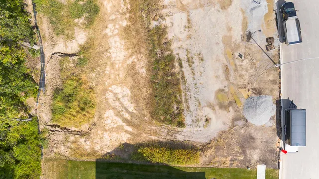 an aerial view of a house
