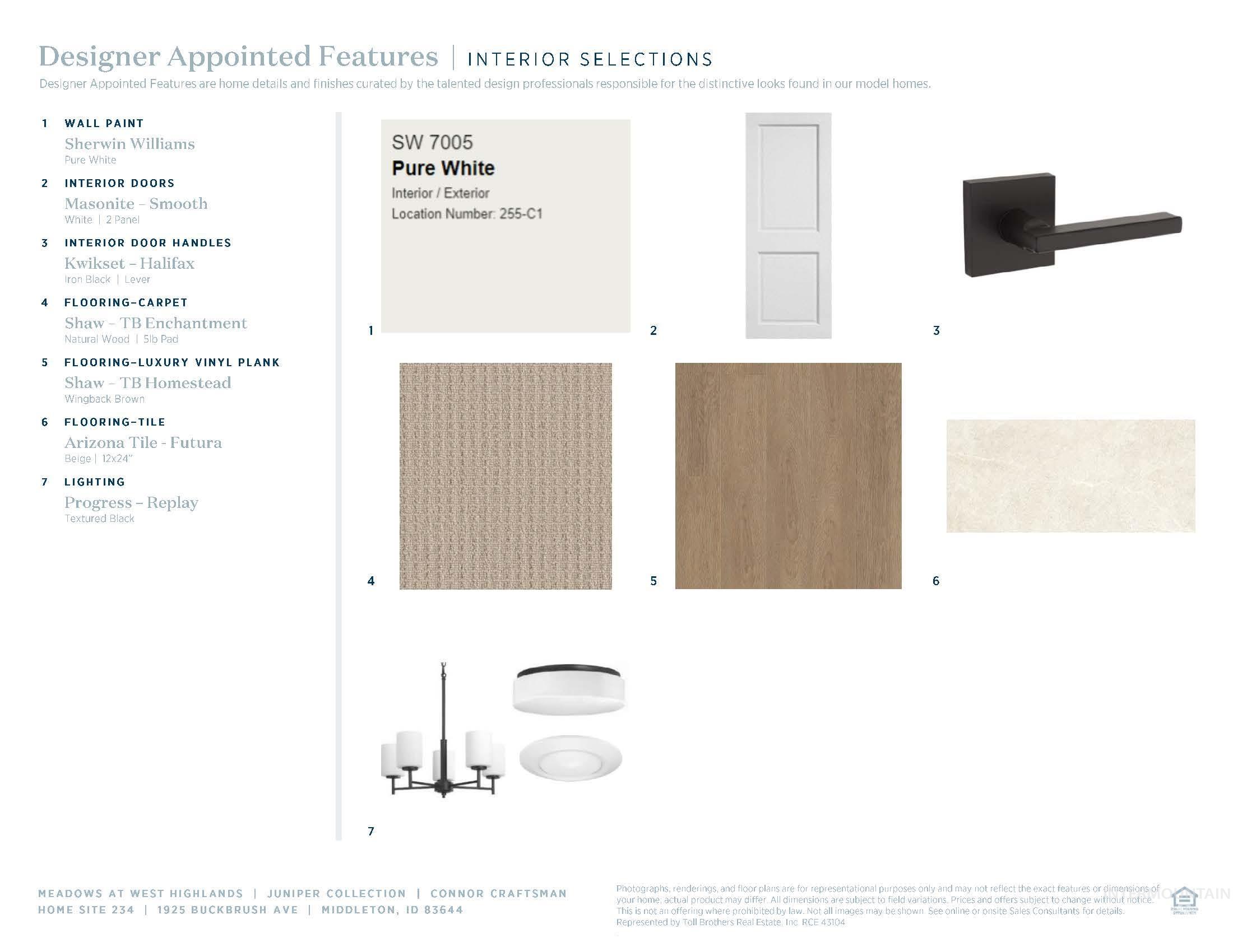 1925 Buckbrush Avenue Middleton, ID 83644 - Photo 14 of 20 Interior Selections Document. Displaying specific material and finish choices for the property