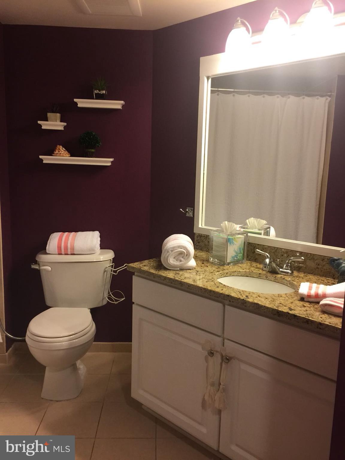 11800 Sunset Hills Road, Unit 314 Reston, VA 20190 - Photo 17 of 30 a bathroom with a granite countertop toilet sink and mirror