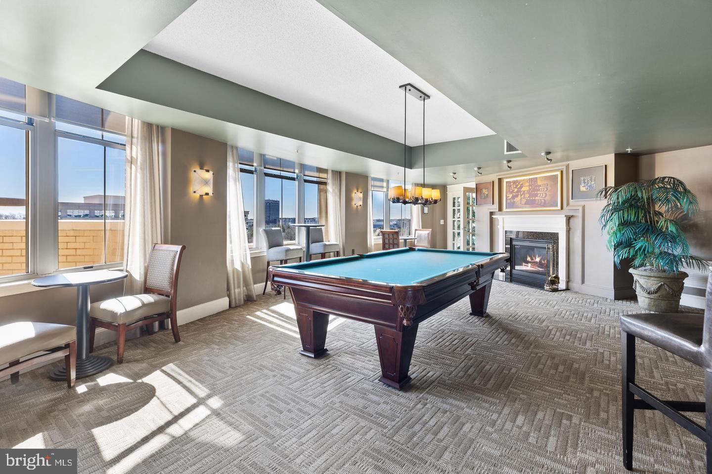 11800 Sunset Hills Road, Unit 314 Reston, VA 20190 - Photo 20 of 53 a living room with furniture a fireplace and potted plants with wooden floor