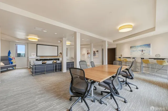 a wooden bench sitting in a living room