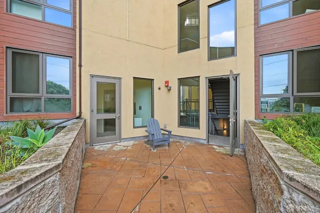 a front view of a building with street