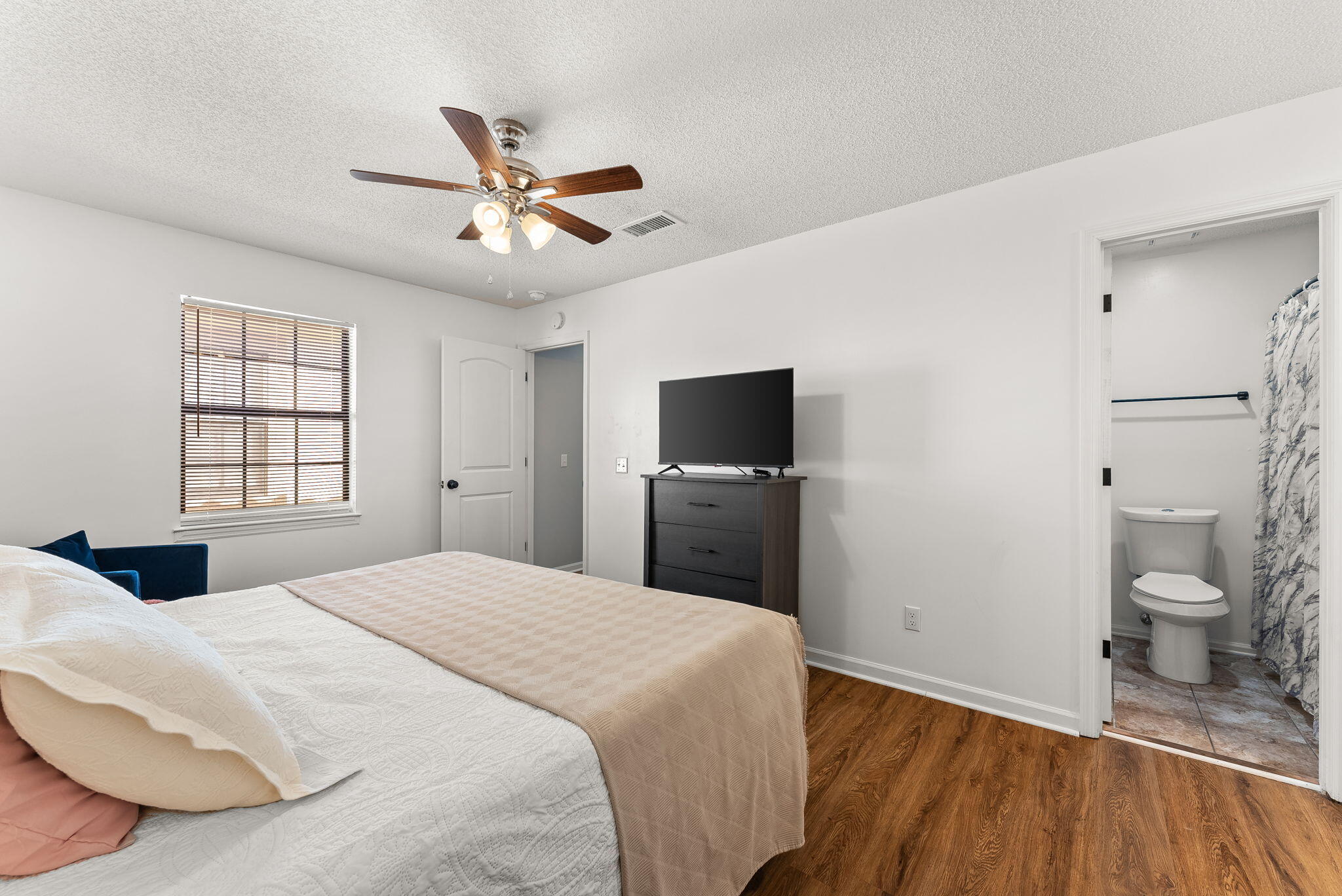 17462 Front Beach Road, Unit 73D Panama City Beach, FL 32413 - Photo 18 of 30 a bedroom with a bed and a tv