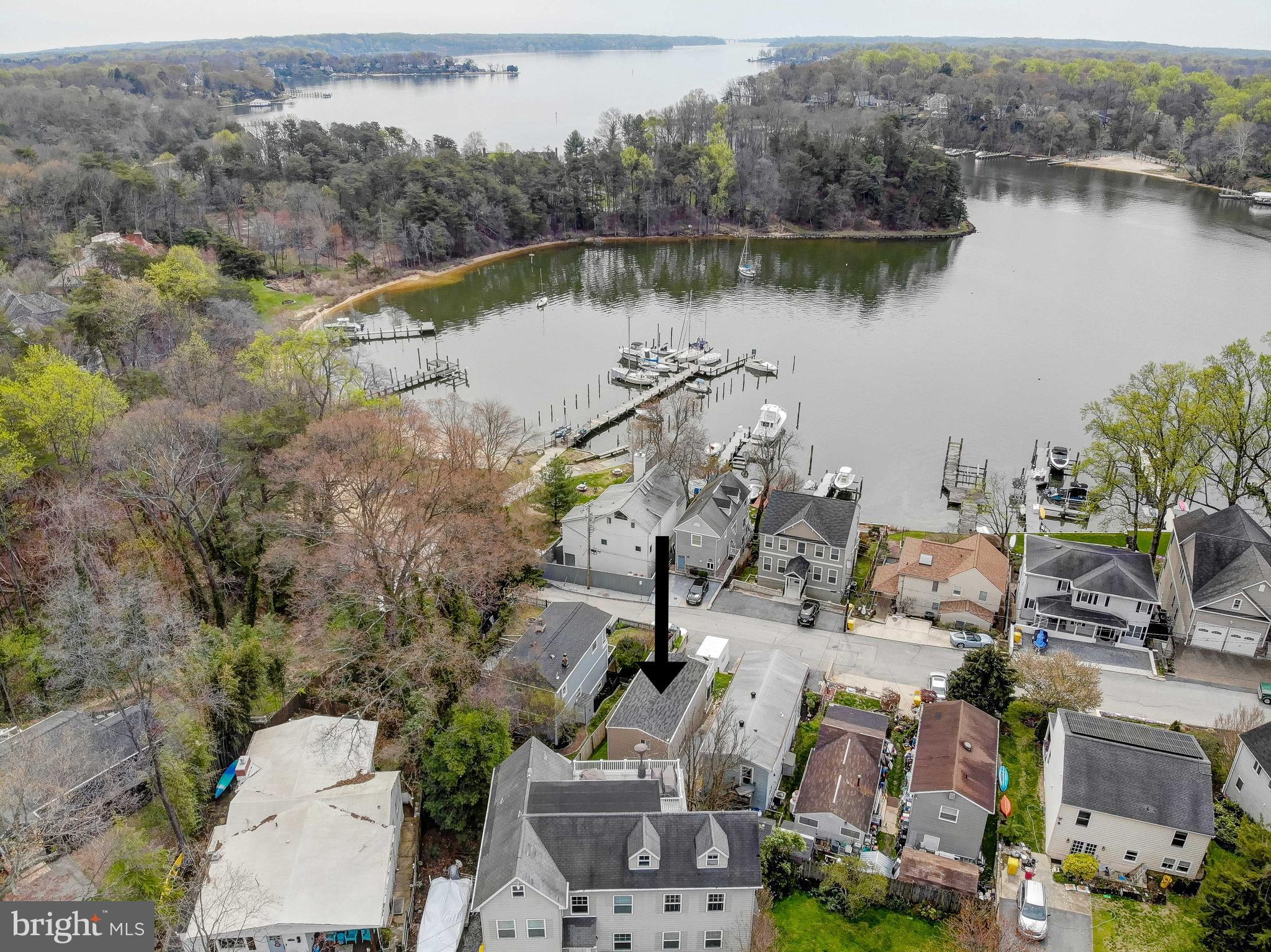 718 Shore Road Severna Park, MD 21146 - Photo 3 of 49 Drone shot showing location to beach