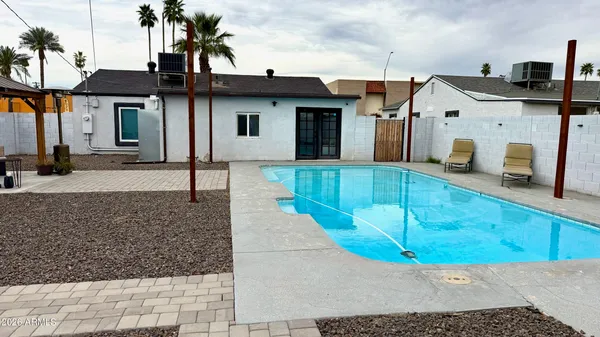 a view of a house with a patio
