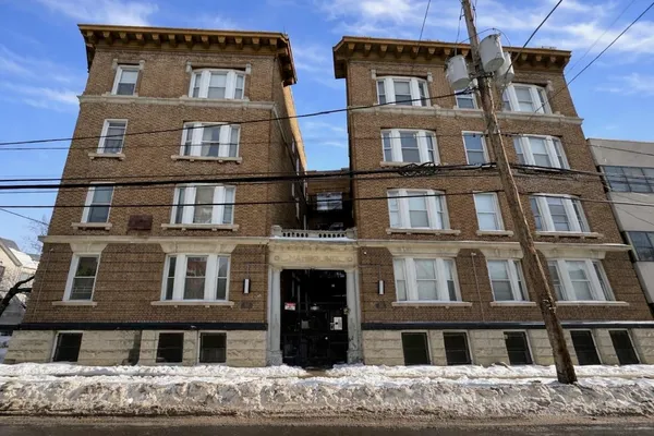 a front view of a building