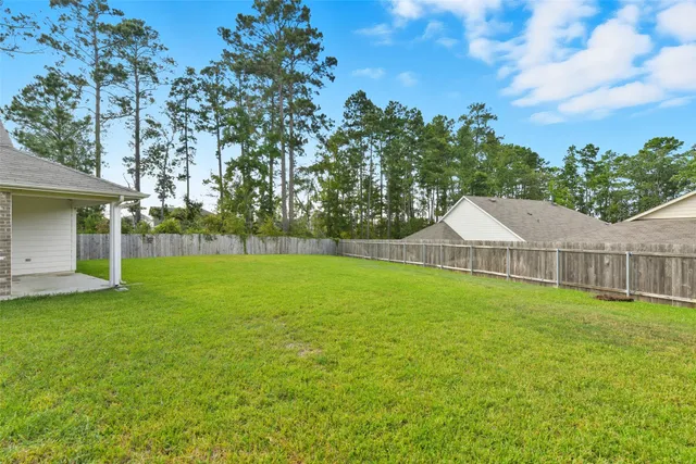 a view of backyard with green space
