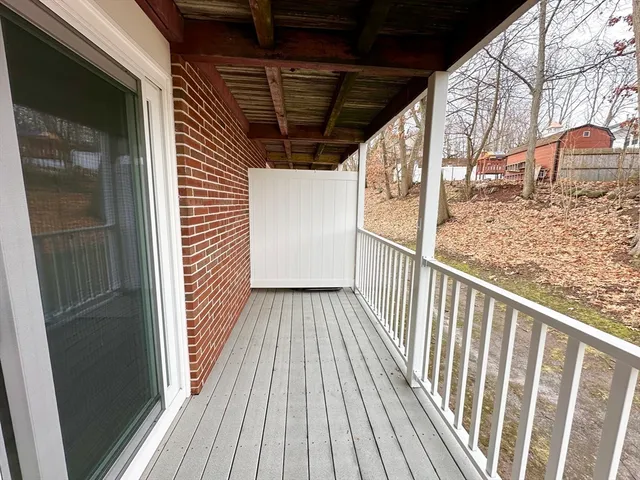 a view of wooden balcony