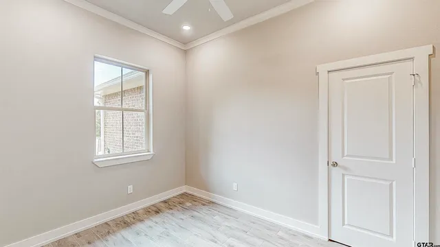 an empty room with windows