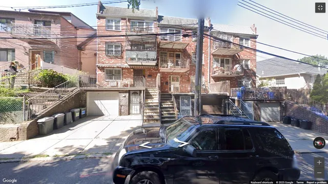 a car parked in front of a building