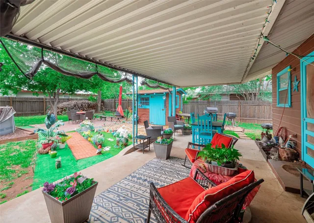 a outdoor view with a sitting space