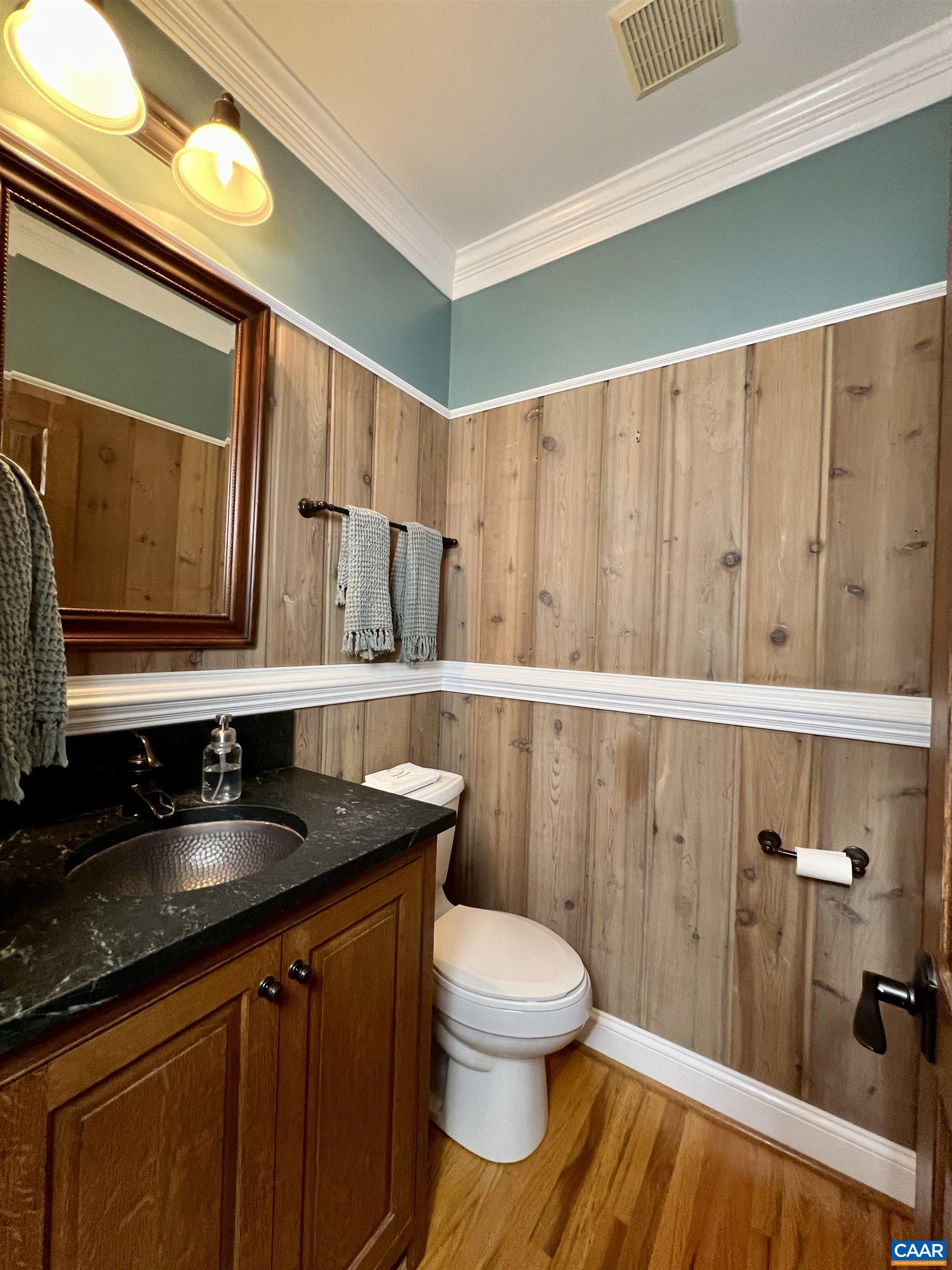 1340 Mosby Rch Charlottesville, VA 22901 - Photo 30 of 62 a bathroom with a granite countertop sink a toilet and a mirror
