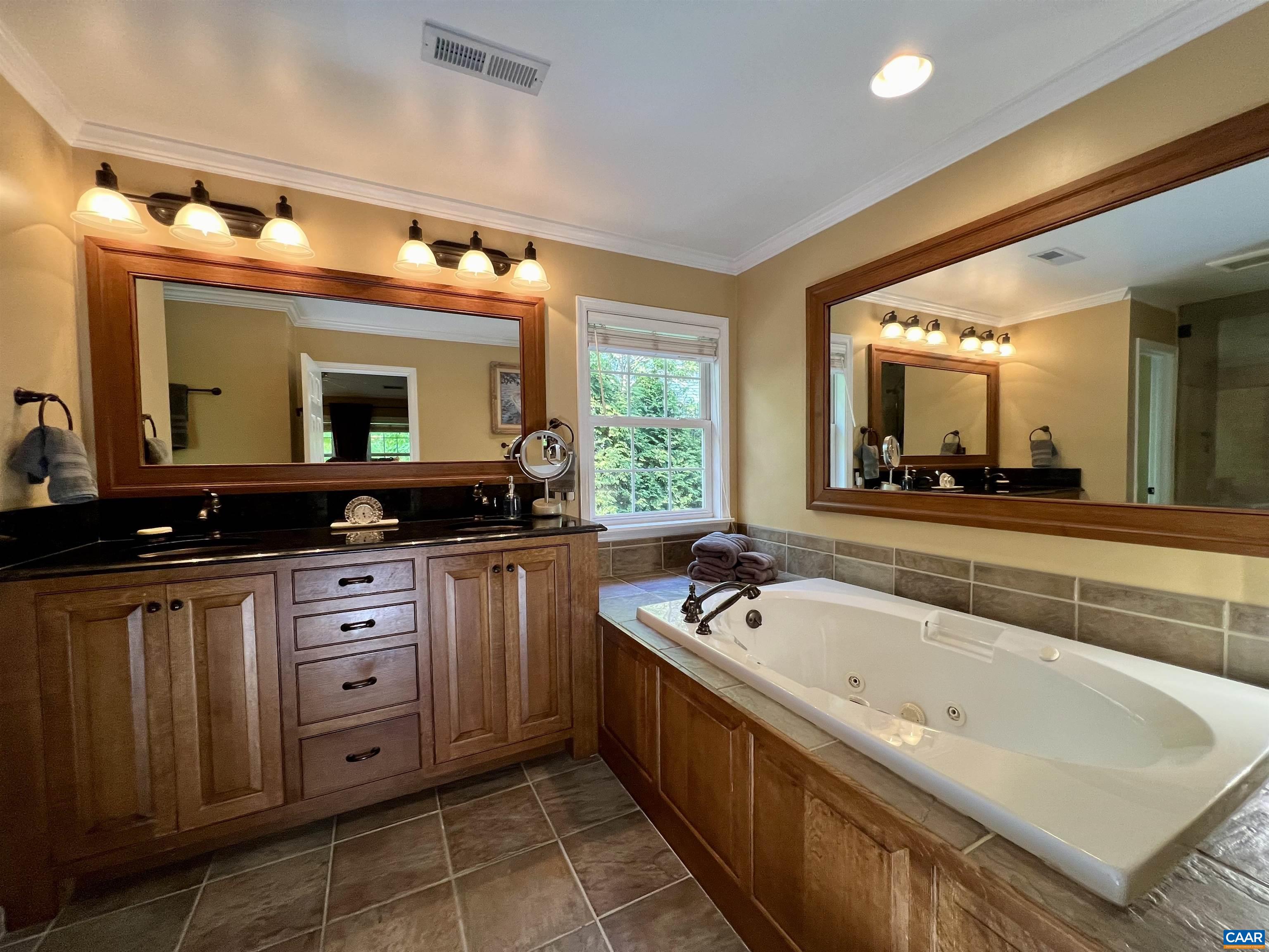 1340 Mosby Rch Charlottesville, VA 22901 - Photo 40 of 62 a spacious bathroom with a tub double sink and mirror