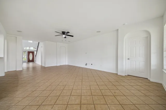 a view of a livingroom and a bathroom