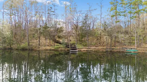 a view of a lake with a mountain in the background