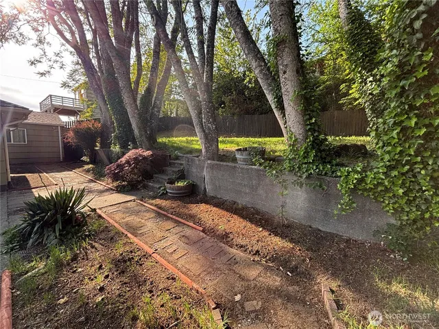 a view of a backyard