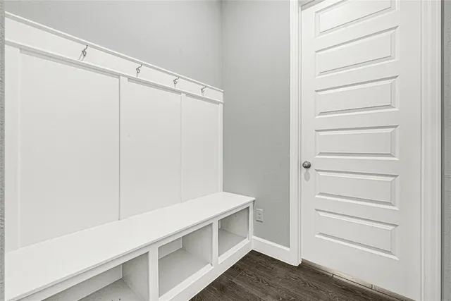 a view of an empty walk in closet