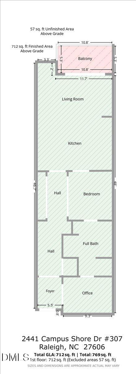 2441 Campus Shore Drive, Unit 307 Raleigh, NC 27606 - Photo 42 of 43 45-2441 Campus Shore Dr #307 Floor Plan-