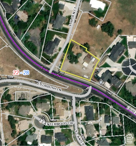 1341 East Crk Road Sandy, UT 84093 - Photo 2 of 24 Aerial map of property and surrounding area featuring property parcel outlined