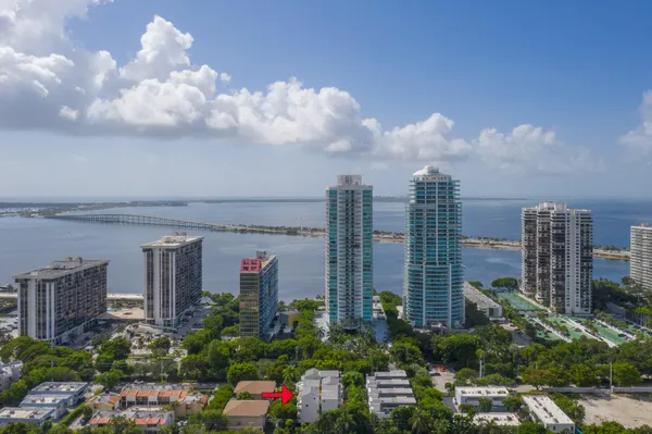 a view of a city with tall buildings